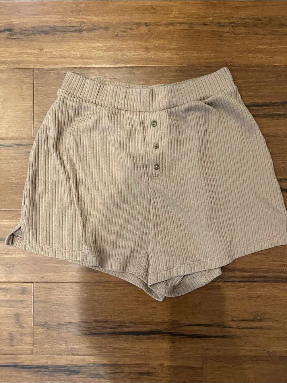 Abercrombie & Fitch Ribbed Womens High-Waist Shorts - Light brown
